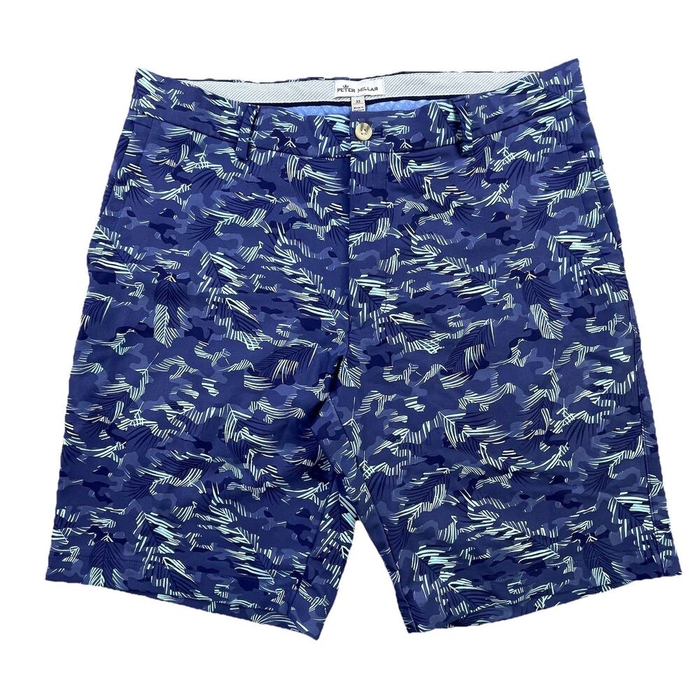 Peter Millar Shorts Men’s 33 Blue Salem Tropical Camo Performance Golf Chino